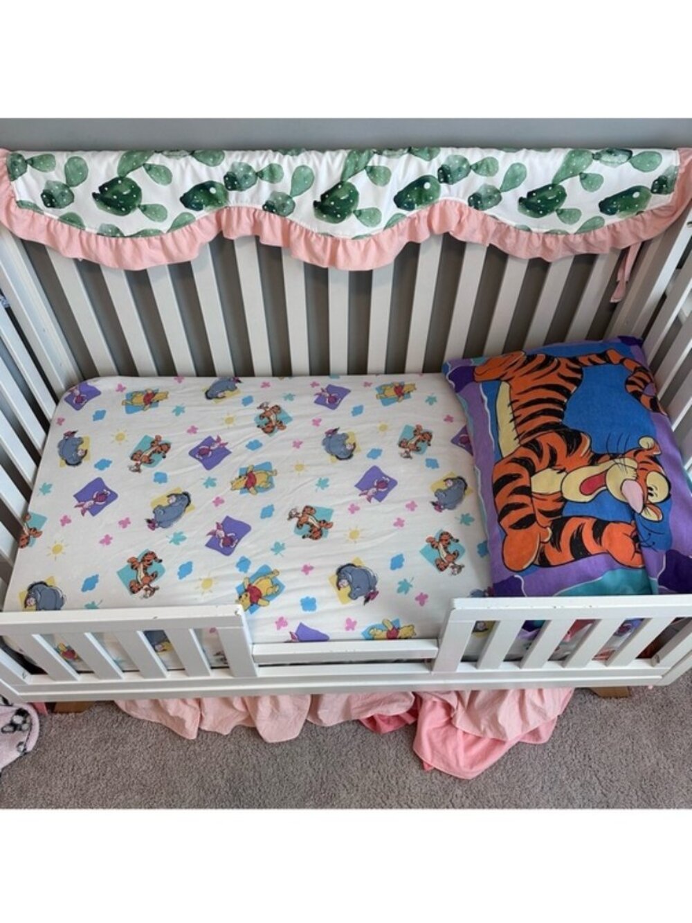 Disney | Vintage Winnie The Pooh Crib Sheet and Reversible Tigger Pillow Case